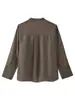 Fábrica de Origen Transfronteriza Nuevo Estilo Chino Camisa con Cuello Alto Bordado de Lujo Ligero Bolsillo con Parche Tapeta Oculta Holgada Camisa Superior para Viajar