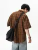 Camisa a cuadros de manga corta retro americana para hombre, camisa fina de verano casual estilo perezoso, cárdigan, prenda exterior para parejas