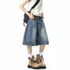 Shorts de Mezclilla Rectos Inspirados en Celebridades para Hombres y Mujeres, Nuevos de Verano Modernos Vintage de Pierna Ancha Curva de Cinco Puntos