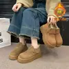 Zapatos Birkenstock Peludos de Suela Gruesa para Mujer Invierno 2026 Nuevo Estilo Cálidos con Velcro Aumentadores de Altura para Estatura Baja Mocasines Zapatos de Algodón