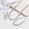 Cadena de Garras con Pedrería para Collar y Aretes, Set de Cuatro Piezas, Collar Trenzado, Cadena para Clavícula, Accesorios de Cena para Mujeres