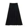 Falda Larga Adelgazante Estilo Francés de Otoño Talla Grande ALINDM para Mujeres Talla Grande 100kg Falda con Parches de Encaje