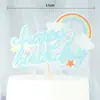 Decoração de bolo nuvem de bola de pelo 2021 Nova Celebridade da Internet Aniversário Pirulito Lua Nuvem Branca Plug-in arco-íris