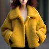 Casaco de cashmere de lã amarela de inverno para mulheres outono e inverno engrossado Maillard usa pequeno top curto