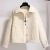Abrigo de lana de 350 g para mujer, estilo corto para personas menudas, nueva versión coreana para primavera y otoño, abrigo de lana holgado, chaqueta vintage