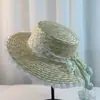 Sombrero de Paja Tulipán con Lazo de Encaje, Copa Plana, Gama Alta, Vacaciones, Ins, Sombrilla, Protección Solar, Sombrero de Paja Francés de Alta Calidad