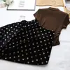 [Bizheng] Novo Outono e Inverno 2025 Estilo Coreano Feminino Saia Preta de Bolinhas Cintura Alta Cobertura da Barriga Efeito Emagrecedor Cobertura do Quadril 4814