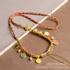 Collar con cordón de la suerte de cinco vías de Xizang, tejido a mano, con flor de durazno de colores, cadena para la clavícula, thangka, Buda, cuerda para el cuello