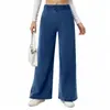Novedad Primavera y Otoño Cintura Elástica Color Sólido Jeans Casuales Pantalones Rectos para Mujer Pantalones de Pierna Ancha Versátiles para Mujer