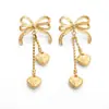 Pendientes de Borla con Lazo Frescos y de Hada Transfronterizos para Mujer, Estilo Dulce Ins Diseño de Nicho Pendientes Sencillos