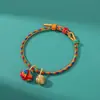 Festival do Meio do Outono Pulseiras Coloridas de Cordão com Bolinhas Bordadas Feitas à Mão para Homens e Mulheres, Pulseiras Festivas Trançadas de Fio de Cinco Cores para Casais, Atacado do Fabricante