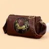 Bolsa Feminina de Couro Estilo Chinês Retro de Alta Qualidade com Bordado de Cavalo Alado, Bolsa Boston Feminina Versátil de Grande Capacidade