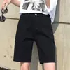 Shorts Jeans de Cintura Alta para Mulheres, Novo Estilo de Verão, Cor Sólida, Design Simples Ins Tendência, Corte Reto Solto, Tamanho Plus