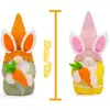 Muñeco de Conejo de Pascua Transfronterizo Nuevo Producto Sosteniendo Huevos de Colores y Zanahorias, Lindo Juguete de Peluche de Conejo Adorno, Decoración Festiva