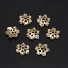 Bandeja de Flor com Zircônia Banhada a Ouro 14K Bandeja de Flor com Diamante Micro-Pavimentado Pulseira Miçangas Feitas à Mão Acessórios de Joias DIY Tampa de Flor Contas Soltas