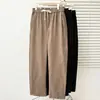 Calça longa versátil plus size para outono 100kg novidade, calça casual afunilada de veludo cotelê com cós elástico 1025