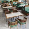 Restaurante de Té Estilo Hong Kong Combinación de Mesa y Silla Casa de Té de Hotel Restaurante Occidental Silla de Madera Maciza Ratán Cabina de Restaurante Sofá Comercial