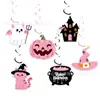 Novo Conjunto de Decoração de Festa com Bandeira de Abóbora Temática de Halloween, Bandeira do Festival dos Fantasmas, Conjunto de Topper Espiral para Bolo