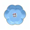Zc1235 plato de frutas colorido con borde dorado, plato de frutas para sala de estar, plato de frutas para mesa de café transparente, de alta gama y lujoso, adecuado para mostradores de recepción y servir postres