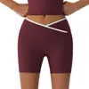 Pantalones Cortos de Yoga de Color Cruzado para Exteriores Transfronterizos de Cintura Alta Moldeadores de Cuerpo de Secado Rápido Elevadores de Glúteos de Melocotón Ropa Exterior Pantalones de Deporte y Fitness
