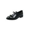 Zapatos de Cuero de Oveja Pequeños Artísticos Súper Hermosos para Combinar con Todo con Lazo Doble Primavera 2025 Tacón Bajo Grueso Punta Redonda Cuero Genuino Escote Profundo Zapatos de Una Capa para Mujer