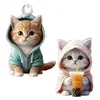 Tapón de Polvo para Teléfono de Acrílico con Dibujo de Gatito Caricatura Lindo 2D Transfronterizo Adecuado para Teléfonos Tipo-C y Apple