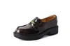 Mocassins femininos de couro com biqueira aberta, novo estilo outono, couro genuíno, bico redondo, salto médio robusto, sapatos baixos de cano baixo