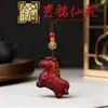 Año del Caballo Zodiaco Arcoíris Caballo de Madera Cadena para Teléfono Colgante Arte Ming Xian Yuan Llavero de Caballo de Madera Adorno para Bolso Artesanal