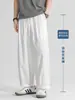 Pantalones globo de Tencel Lyocell con logo personalizado transfronterizo para hombre, pantalones de chándal de nueve puntos, pantalones casuales rectos finos de verano