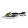 Pantuflas de mujer de talla grande con punta abierta, estilo elegante "old money", zapatos sin cordones con punta fina y poco profunda, zapatos versátiles para combinar con faldas