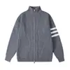 Cárdigan de Punto Holgado para Hombre, Chaqueta Suéter Rayada Roja de Otoño e Invierno, Suéter con Cremallera, Abrigo Cardigan de Punto para Hombre