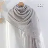Bufanda Nueva de Algodón y Lino Lisa con Pliegues y Arrugas Naturales, Flecos de Rayón, Bufanda de Gasa para Mujer, Pañuelo de Cabeza Malayo