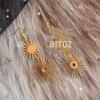 Comércio exterior Amazon Sun Star brincos pendentes de declaração em latão dourado cristal hipoalergênico vendas diretas de fábrica