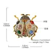 Broche de Mariquita de Diamantes de Colores de Lujo Ligero, Pedrería Multicolor de Baja Saturación, Cuerpo de Insecto Tridimensional, Pin Suave y Exquisito para Traje de Oficina