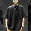Nueva Camiseta de Manga Corta Holgada para Hombre Verano 2026 con Estampado de Letras de Moda, Top Versátil Casual Americano de Media Manga
