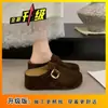 Birkenstock com Sola Grossa Aumentando a Altura Interna Calçados Femininos para Uso Externo Pessoas Baixas Birkenstock Meio Chinelo Fechado Estilo Coreano Outono Feminino Lançamento Novo Pessoa Preguiçosa