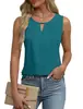 Roupas Femininas Transfronteiriças Europeias e Americanas Verão 2025 Novo Amazon Camiseta Lisa Plissada Regata Topsem Manga Vazado para Mulheres