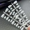 Tiras de Unha Pré-Feitas Artesanais, Unhas Usáveis Estilo Ins Gato Francês Olho de Gato Laço, Unhas Postiças Pura Artesanal Atacado
