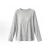 Camisa protectora solar de manga larga estilo coreano relajada de modal para mujer, verano, corte holgado, cuello redondo, fina, semitransparente, top tipo camiseta