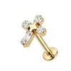 F136 Aleación de Titanio Super Brillante Cuadrado Pequeño Circonita Aretes Piercing para Oreja Studs para Hélice Hueso del Oído Cruzado Venta Caliente Joyería de Rosca Interna