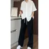 Conjunto de Camisa y Pantalones de Dos Piezas para Hombre de Color Sólido, Estilo Verano Delgado, Tela de Seda Helada Fresca de Secado Rápido, Aspecto de Alta Gama, Elegante