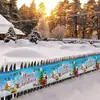 Banner navideño transfronterizo con muñeco de nieve invernal, Santa Claus y fondo de árbol de Navidad, guirnalda de borlas para decoración de fiesta navideña