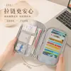 Bolsa Organizadora de Documentos de Viagem Acolchoada Camada de Armazenamento Compartimentada Porta-Cartões em Camadas Porta-Cartões Pequeno Portátil Bolsa Organizadora de Passagens