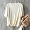 Camiseta de Punto de Manga Corta con Cuello Redondo Versátil Sin Costuras Hongmi Apparel/ Baby Cloud con Seda de Morera, Cachemir y Lana