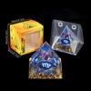 Adorno de Pirámide de Bola de Cristal Natural, Pieza de Decoración para el Hogar de Grava de Cristal Recubierta de Resina, En Caja