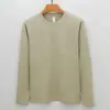 Camiseta de Luxo 215g Algodão de Xinjiang, Cor Sólida Lyocell Algodão Mercerizado, Camiseta Básica de Gola Redonda Sem Amassar, Camiseta de Manga Longa Versátil Masculina