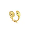 Anillo Abierto de Acero Inoxidable con Galvanoplastia al Vacío Color Oro 18K Estrella de Mar Concha Corazón Flor, Superventas Transfronterizo, No se Desvanece
