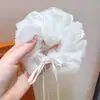 Elástico de cabelo de tela bolha para meninas com fitas, adiciona volume sem apertar a cabeça, adequado para tranças de bebê, pequeno acessório de cabelo estilo princesa doce