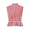 Camisa de verano a rayas con lazo para mujer, estilo europeo y americano 7257