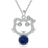 Colar de Prata Esterlina S925 para Mulheres de Comércio Exterior Transfronteiriço Europeu e Americano Desenho Animado Gatinho Gato Animal Moissanite Cor D Pingente de Um Quilate